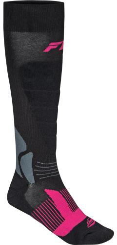 FLY RACING SNOW HEAVYWEIGHT WOOL SOCK BLACK/PINK LG/XL - Image 1