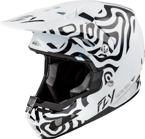 FLY RACING FORMULA S CARBON ABYSS HELMET WHITE/BLACK LG - Image 1