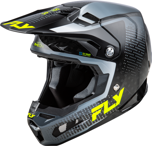 FLY RACING YTH FORMULA S CARBON PROTOCOL HLMT BLK CARBON/GREY/HI-VIS YL - Image 1