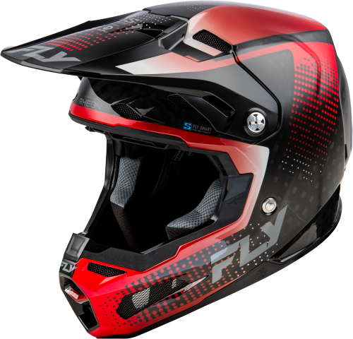 FLY RACING FORMULA S CARBON PROTOCOL HELMET BLACK CARBON/RED LG - Image 1