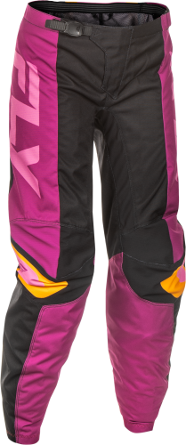 FLY RACING WOMEN'S F-16 PANTS CA/NY BLACK/MAUVE/YELLOW SZ 0/02 - Image 1