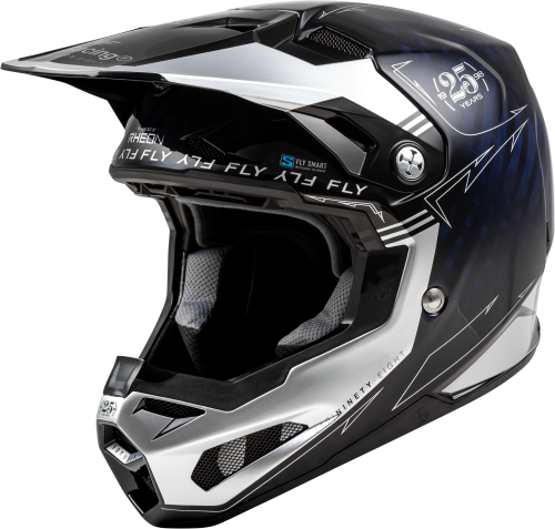 FLY RACING FORMULA S CARBON LEGACY HELMET BLUE CARBON/SILVER 2X - Image 1