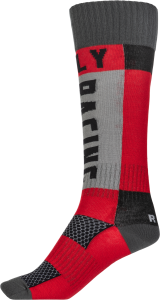 FLY RACING MX SOCKS THICK RED/GREY SM/MD - Image 3