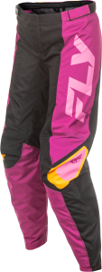 FLY RACING WOMEN'S F-16 PANTS CA/NY BLACK/MAUVE/YELLOW SZ 11/12 - Image 4