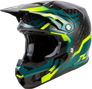FLY RACING YTH FORMULA S CARBON BYTE HLMT BLACK CARBON/TEAL/LIME YL - Image 9