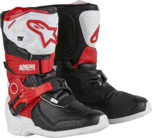 ALPINESTARS TECH 3S KIDS BOOTS WHITE/BLK/BT RED SZ 12 - Image 2