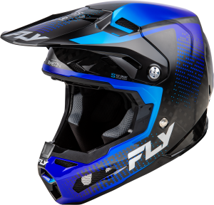 FLY RACING YTH FORMULA S CARBON PROTOCOL HELMET BLACK CARBON/BLUE YL - Image 5